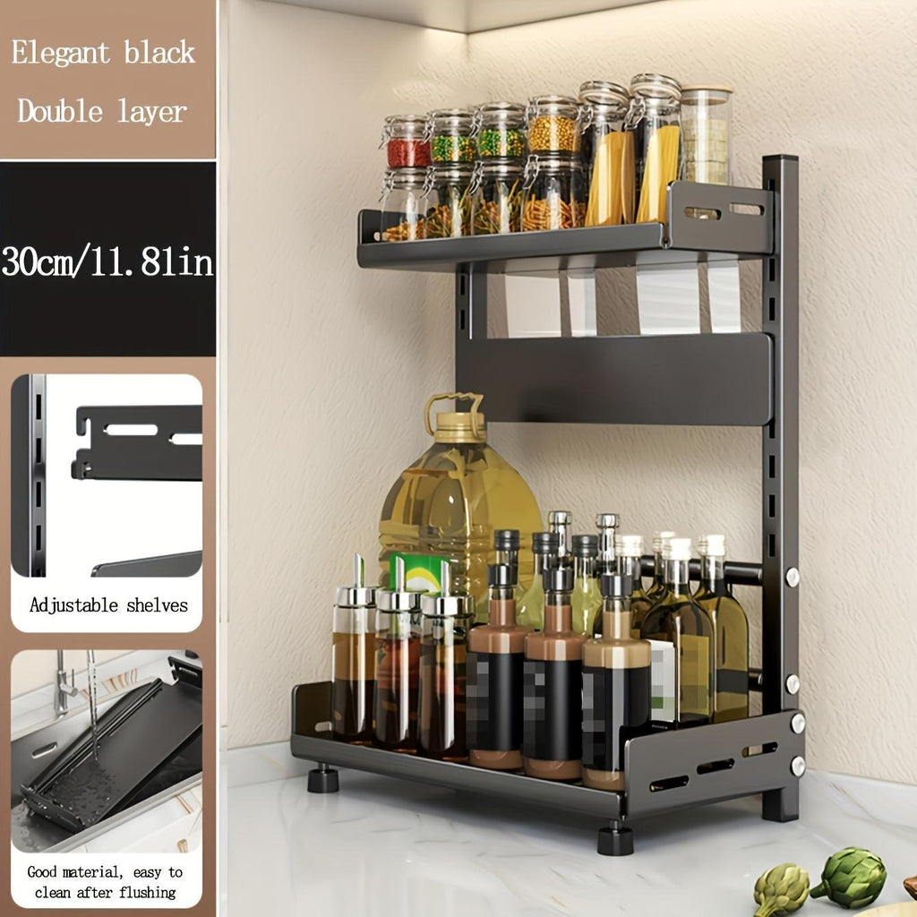 1 Piece Stainless Steel Multi-layer Spice Rack Suitable For Kitchen Countertops Multi-function Layered Rack For Orderly Spice Storage Suitable For Home Kitchens And Restaurants